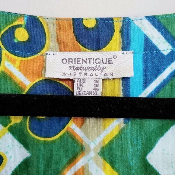 Orientique Naturally Australian Blouse Womens Size XL Tropical Button Up - Picture 2 of 3